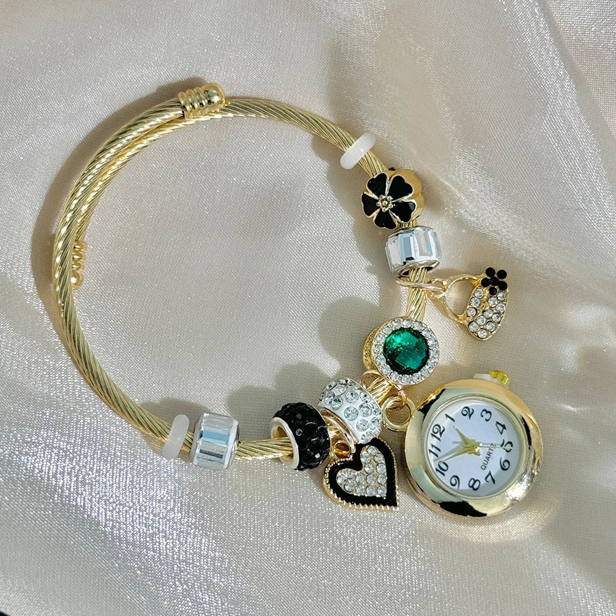 Gold Bracelet Watch Cross-border Adjustable  Beaded Small flower bracelet Watch