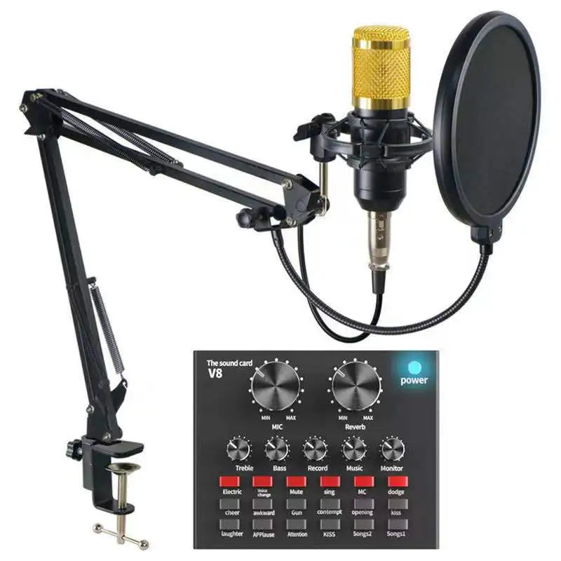 BM-800+V8 Condenser Mic Kit Large Microphone & Sound Card Set for YY/Karaoke Live