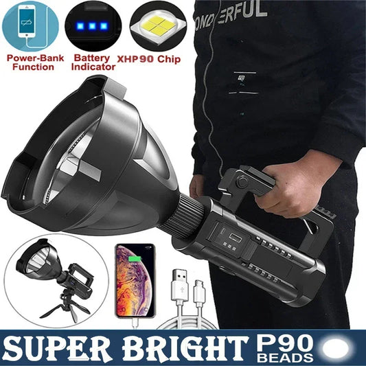 Portable Powerful LED Flashlight USB Rechargeable Spotlight Waterproof Torch Light