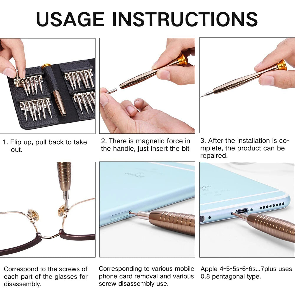 Small Screwdriver Set 25 in 1 Magnetic Screwdriver Bits Torx Precision Bits Repair Tools