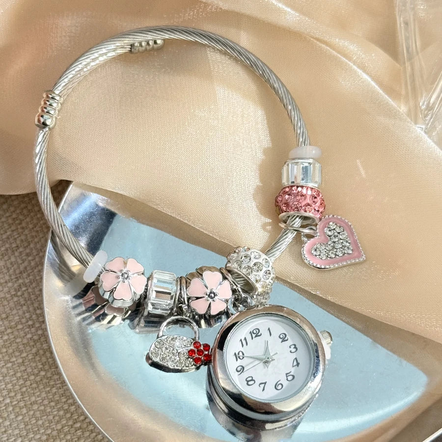 Gold Bracelet Watch Cross-border Adjustable  Beaded Small flower bracelet Watch