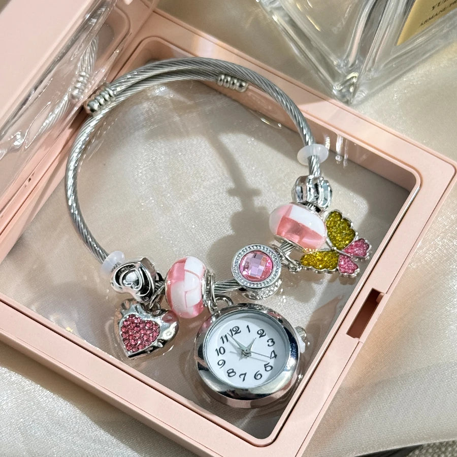 Gold Bracelet Watch Cross-border Adjustable  Beaded Small flower bracelet Watch