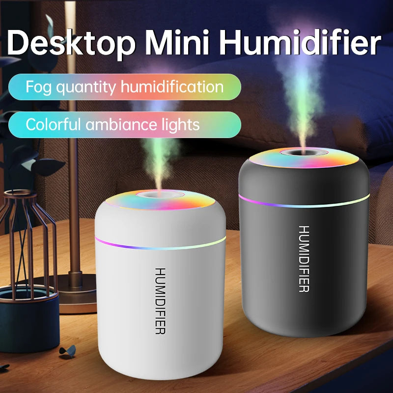 180ML Mini Air Humidifier USB Electric Aroma Diffuser Maker Lights For Car Home Bedroom