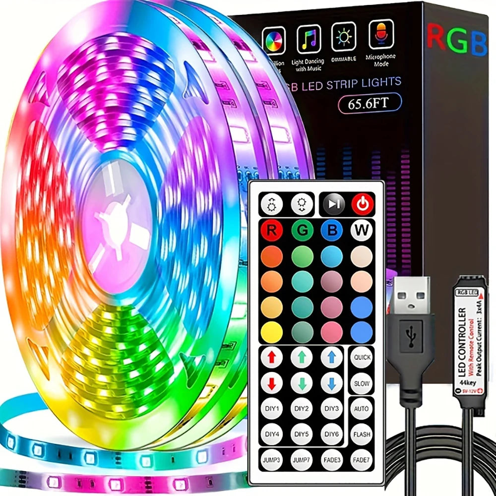 10m 20m Led Strip Lights with 44 Key Remote Control RGB Tape Led Wall Room