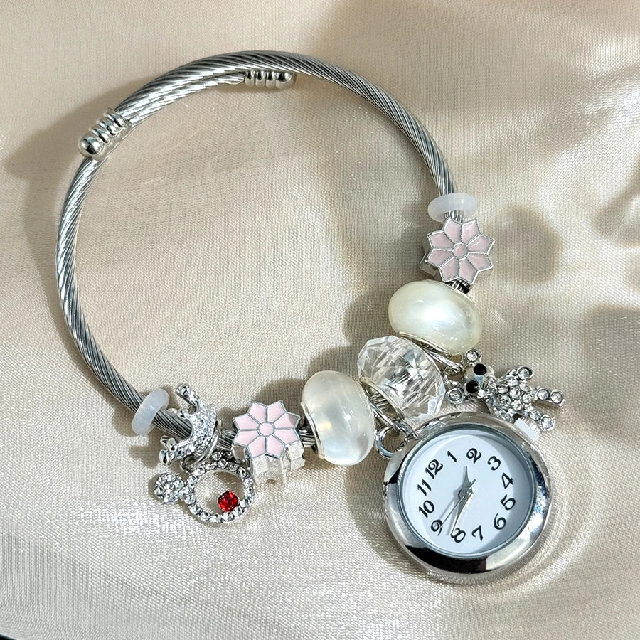 Gold Bracelet Watch Cross-border Adjustable  Beaded Small flower bracelet Watch