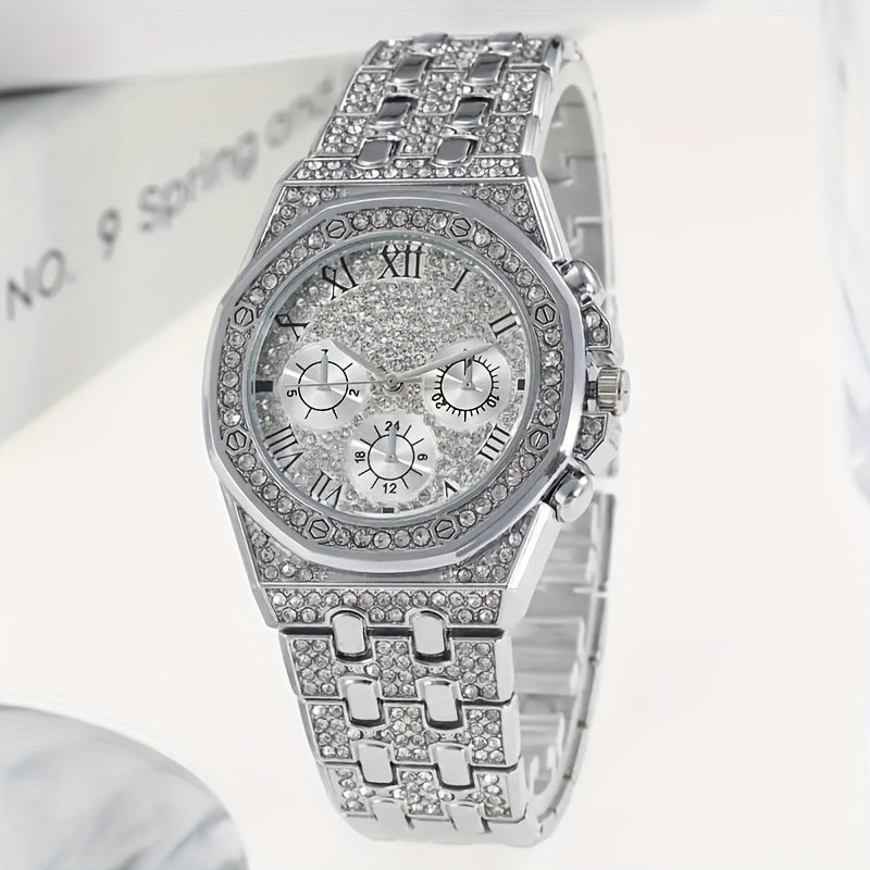 Ladies' Fashionable  Luxury Watch with Rhinestones Present for Mom.