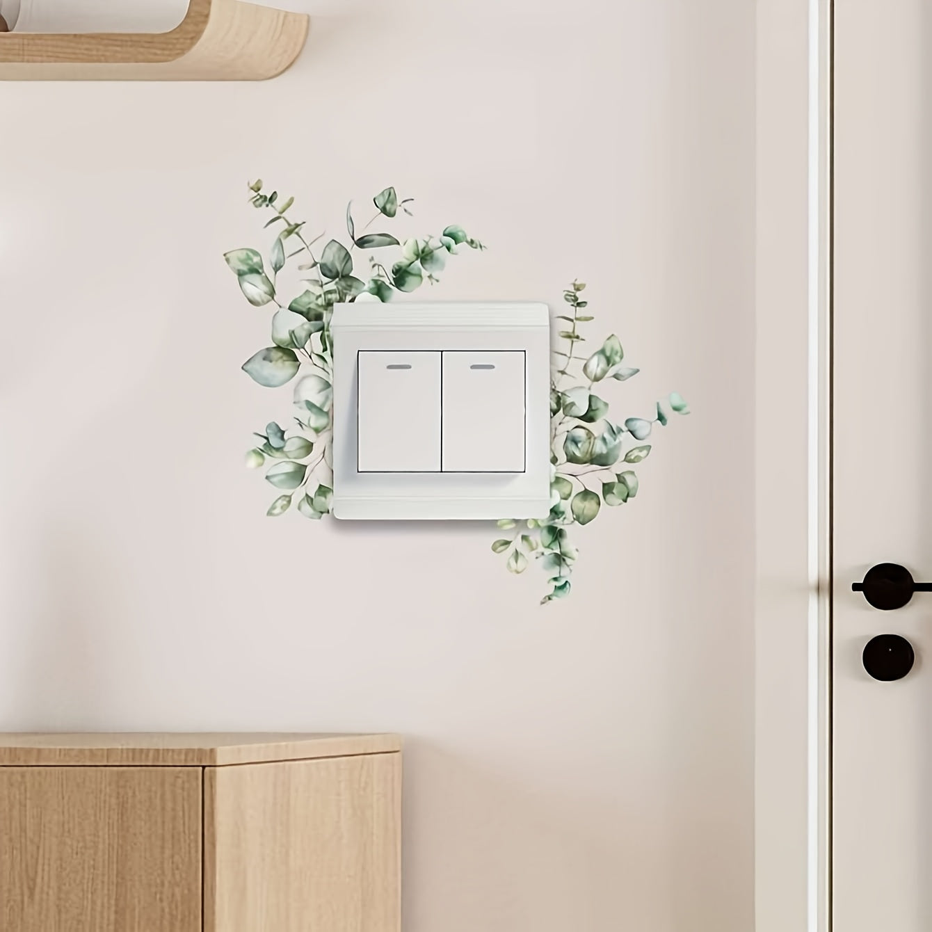 Wall Stickers Green Plant Leaves for Switch Outlet