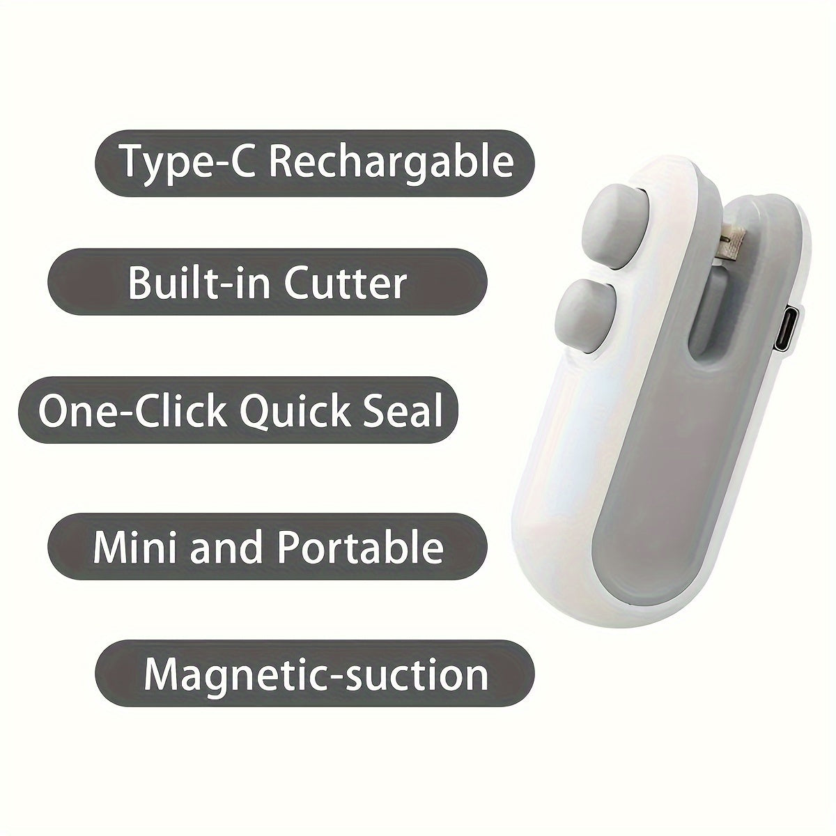 Mini Snack Bag Sealer - USB Rechargeable & Heat Seal for Chips, Cookies